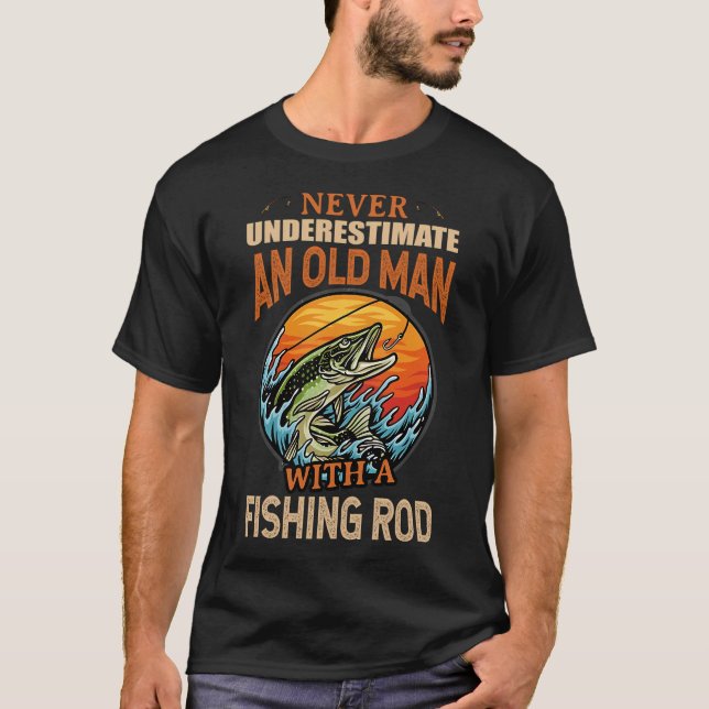 Solnedgångsfisketräja för gamla män t shirt (Framsida)