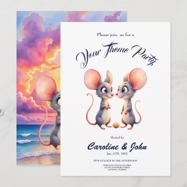 Solnedgångsflüstret – En liten kärlekshistoria.  Inbjudningar (Fram/baksida)