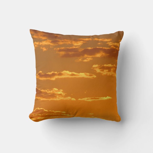 Solnedgångsfoto Ljust Orange Gul Moln Sky Kudde (Framsida)