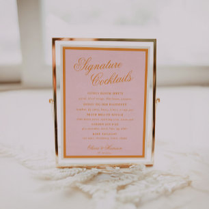 Solnedgångsglöd Rosa Orange Cocktail Menytecken Poster