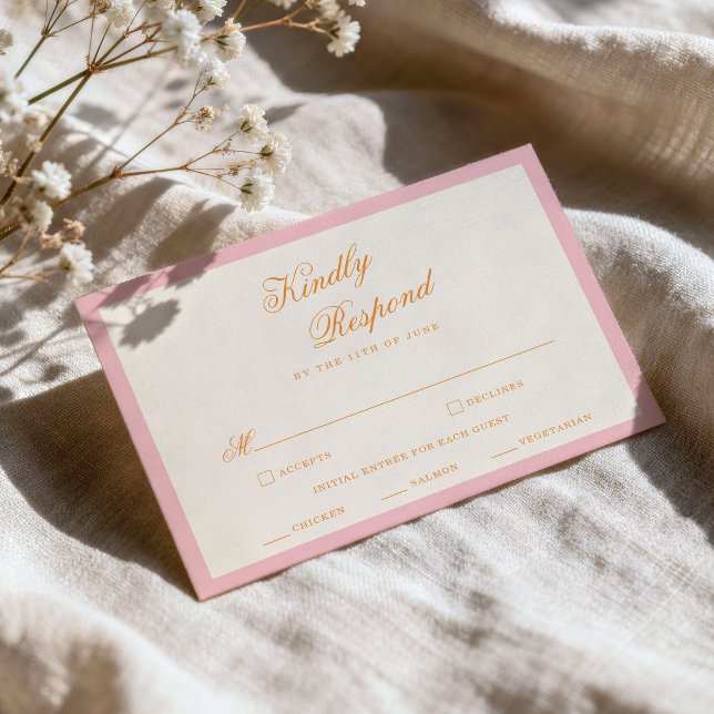 Solnedgångsglöd Rosa Orange Elegant RSVP-kort Tilläggskort (Skapare uppladdad)