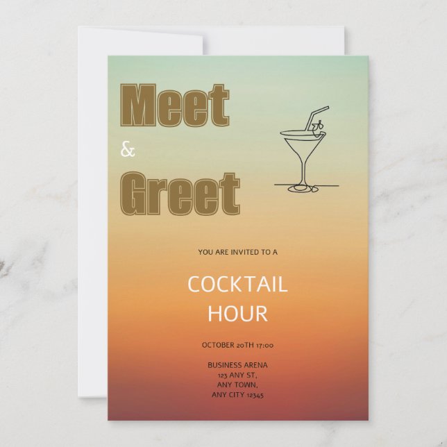 Solnedgångsgradient Affärs Cocktail Timme Inbjudan (Framsida)