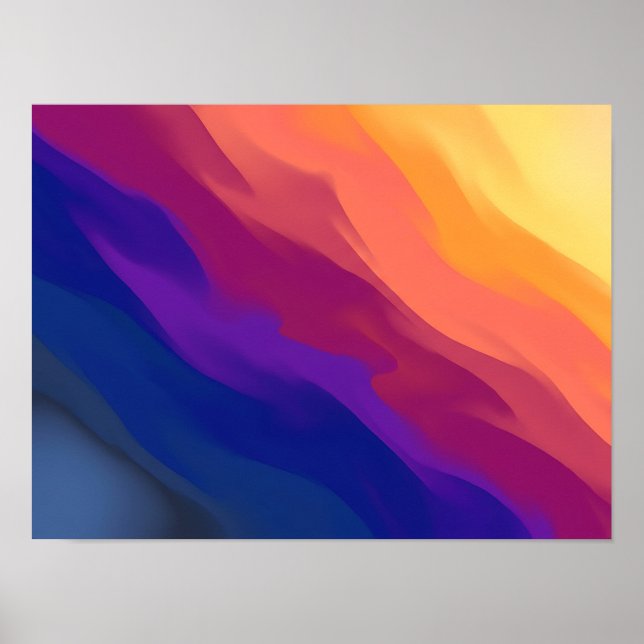Solnedgångsgradient Skiktade Vågor Abstrakt Affisc Poster (Framsidan)