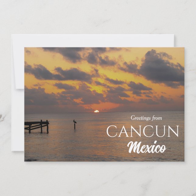 Solnedgångshälsningar från Cancun Mexiko Vykort (Framsida)