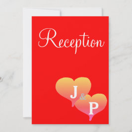 Solnedgångshjärta Röda Monogram Mottagningskort Inbjudningar