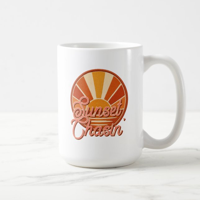 Solnedgångsjakt Vintage Känsla Kaffemugg (Höger)