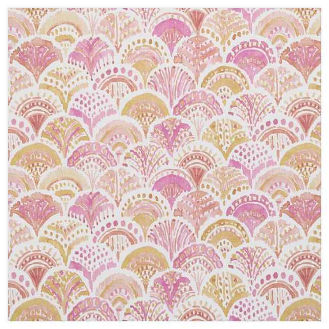 SolnedgångSJÖJUNGFRUN DAGDRÖMMER vattenfärgfjäll Tyg (Provkarta)