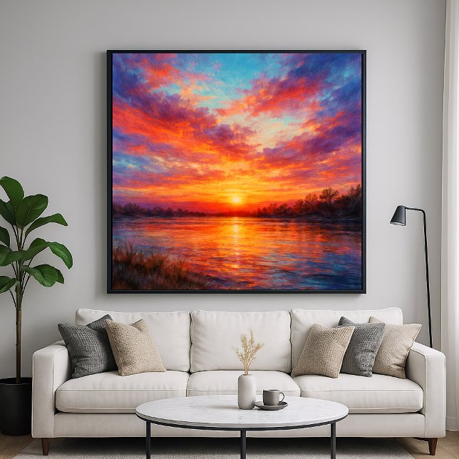 Solnedgångsjön - Pastellkonst stilkonst Poster (Skapare uppladdad)