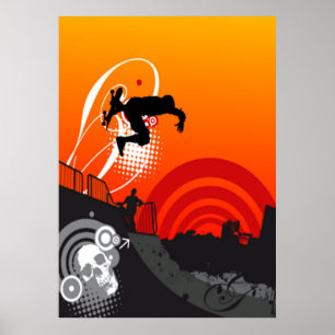 SolnedgångSkateboarderaffisch Poster