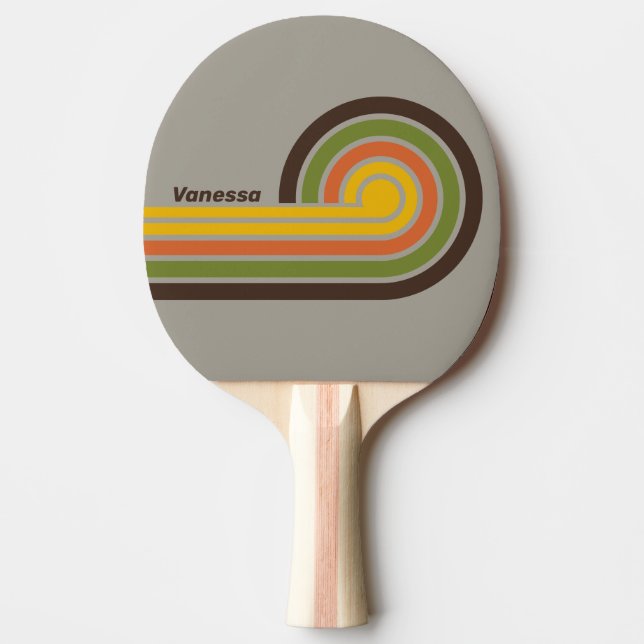 Solnedgångsklover Lockiga Ränder med Namn Pingisracket (Framsidan)