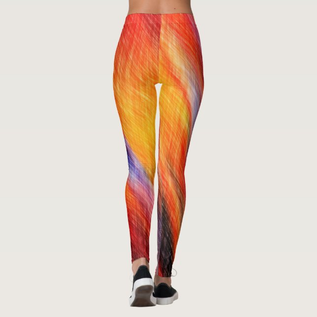 Solnedgångskonstruktion Abstrakt Färg Design Leggings (Baksida)