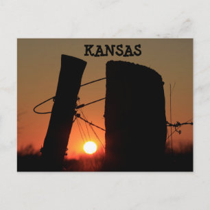 Solnedgångskort för Kansas-stängslet Vykort