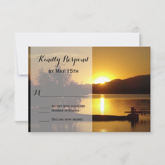 Solnedgångskort Silhouette Träd Sjö Bröllop OSA (Framsida)