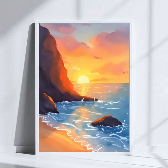 Solnedgångskusten | Strand Havsvågor Poster (Skapare uppladdad)