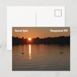 Solnedgångslån från Sjö vid solnedgångskort Vykort