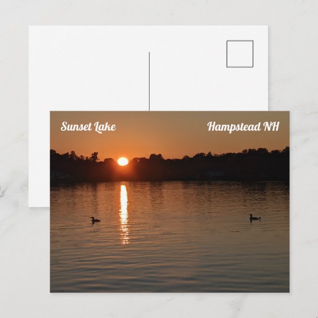 Solnedgångslån från Sjö vid solnedgångskort Vykort (Fram/baksida)