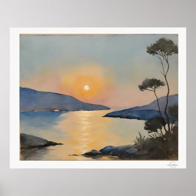 Solnedgångslandskap Poster för Sunset Bay (Framsidan)