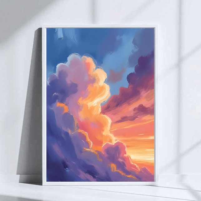 Solnedgångsmoln | Vattenfärg Himmel Målning Färgri Poster (Skapare uppladdad)