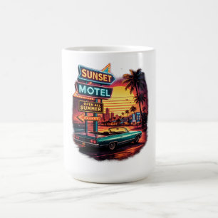 Solnedgångsmotell Öppet hela natten Retrodesign Kaffemugg
