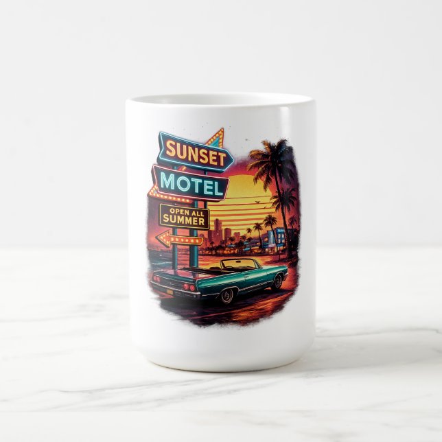 Solnedgångsmotell Öppet hela natten Retrodesign Kaffemugg (Center)