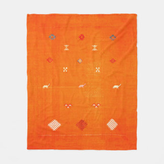 Solnedgångsoas: Orange Heritage Boho Marockansk Fleecefilt