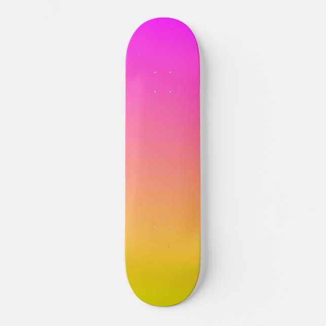 Solnedgångsouvertyr Rosa och Gul Skateboarddäck Old School Skateboard Bräda 21,6 Cm (Framsida)