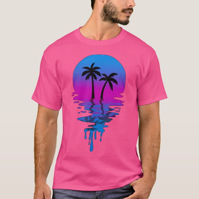 Solnedgångspalmträd T Shirt (Framsida)