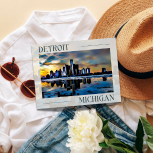 Solnedgångsreflektioner: Detroit Siluett vykort