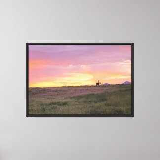Solnedgångsritt Utskrift på sträckt canvas
