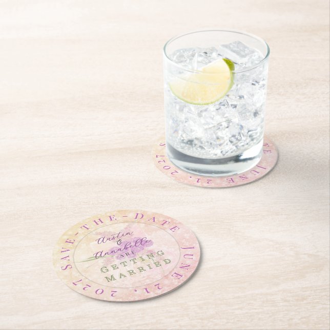 Solnedgångsrodnad Båg Bouquet Spara-datum  Underlägg Papper Rund (Insitu)