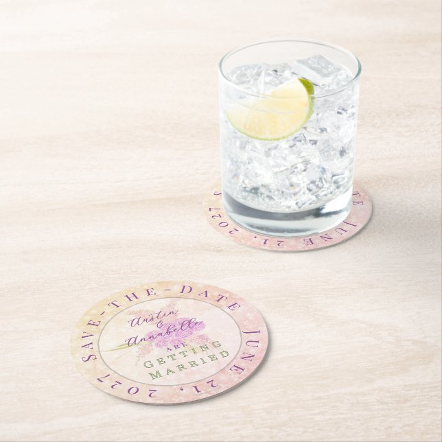 Solnedgångsrodnad båge Ljus Rosa Spara-datum Underlägg Papper Rund (Insitu)