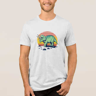 Solnedgångssafari: Retro Triceratops T-Shirt