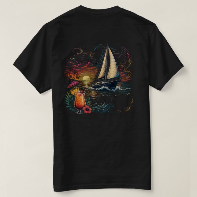 Solnedgångssegel T Shirt (Design baksida)