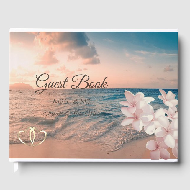 Solnedgångsstrand  Bröllop, Plumeria Gästböcker (Framsida)