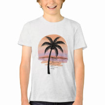 Solnedgångsstrand Vibes – Minimalistisk Tropisk T-