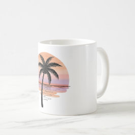 Solnedgångsstrandsvibbar – minimalistisk handritad kaffemugg