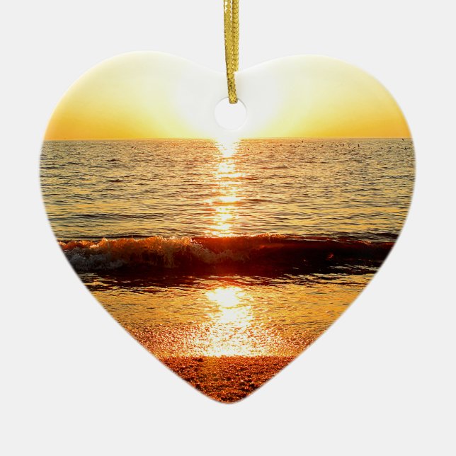 Solnedgångstrand, Cape May NJ Julgransprydnad Keramik (Framsidan)