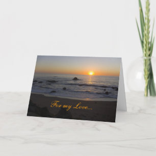 Solnedgångstrand för kärlekvalentin dag helgkort