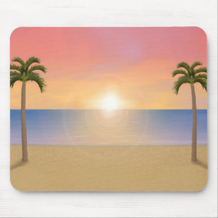 Solnedgångstrandplats: Beställnings- Mousepad Musmatta
