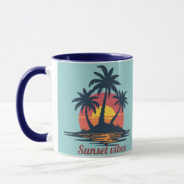 Solnedgångsvibbar Tropiska palmer Strand kaffemug Mugg