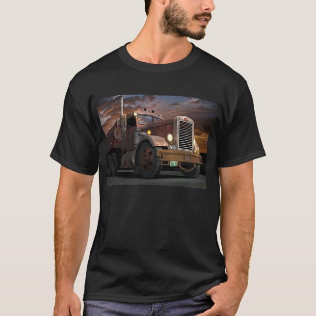 "SolnedgångT-tröja för 55 Peterbilt Tee Shirt (Framsida)