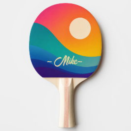 Solnedsvåg Abstrakt Anpassad Namn Ping Pong Paddle Pingisracket