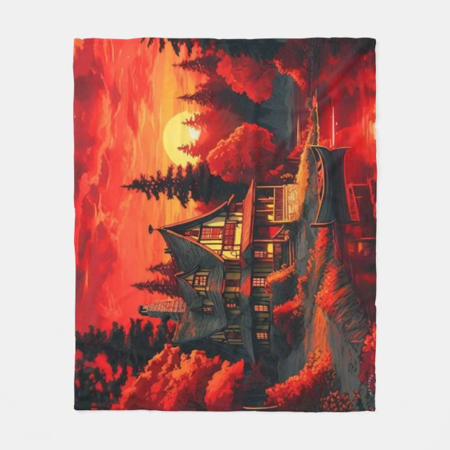 Solnedtryckning med bomull och Sjö-66633 Fleecefilt (Framsidan)