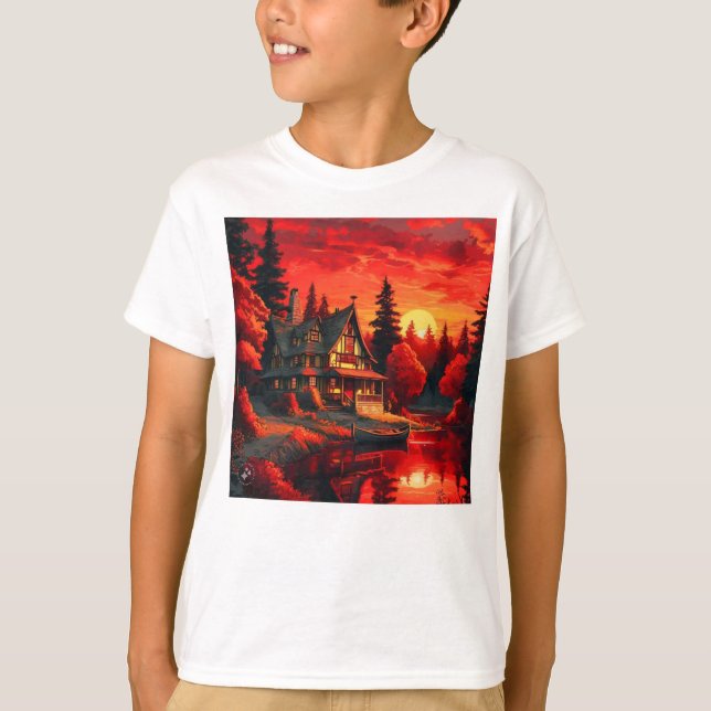 Solnedtryckning med bomull och Sjö-66633 T Shirt (Framsida)