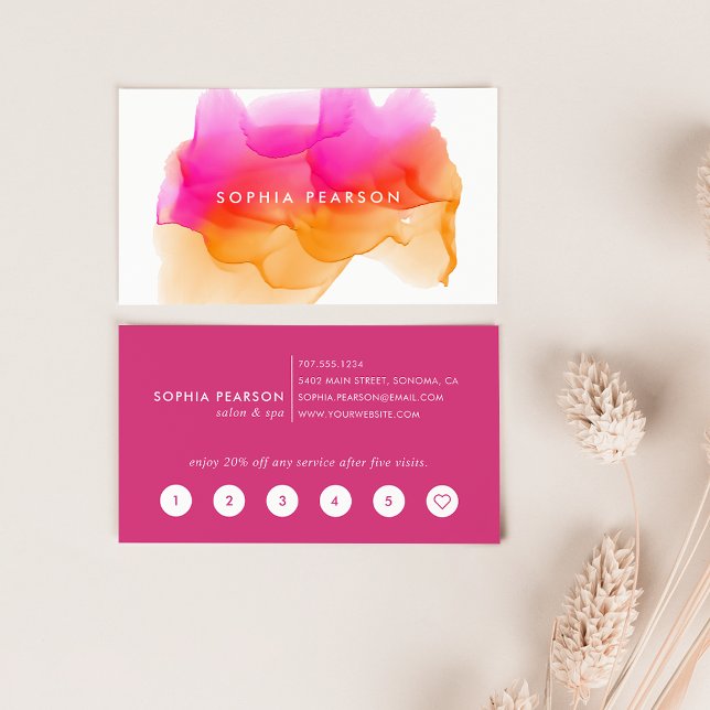 Solnedtryckt vattenfärgsfack | Kund Lojalitetskort (Skapare uppladdad)