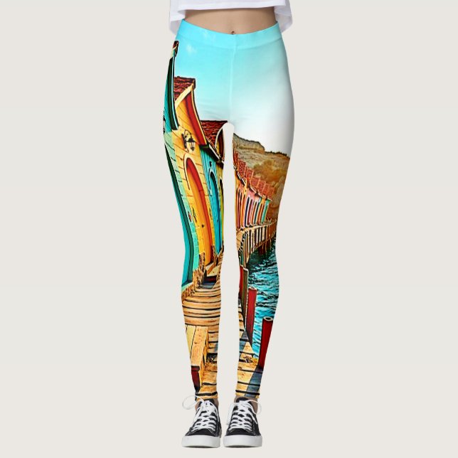 Solnedtryckta bliss: Seaside Hues Leggings (Framsida)