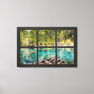 Solnyj Sjö Scenery Black Fake Window Illusion Canvastryck