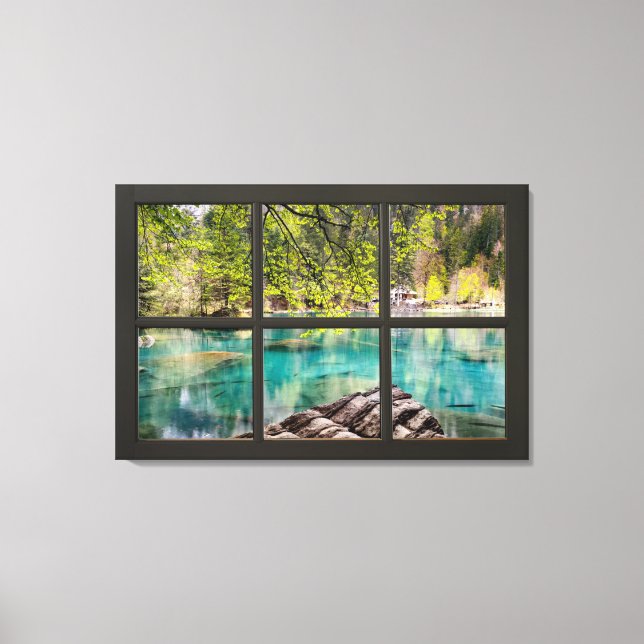 Solnyj Sjö Scenery Black Fake Window Illusion Canvastryck (Framsida)