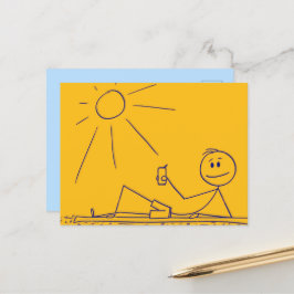 Solnyt Beach Stick figur Gult-vykort Vykort