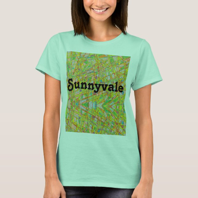 Solnyvala med abstrakt konst och återutskrift t shirt (Framsida)